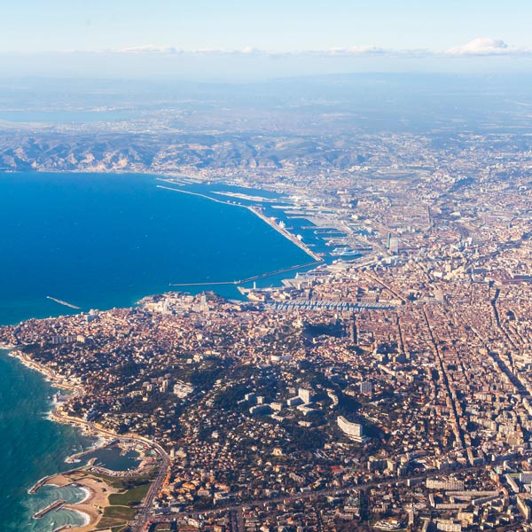 Vue aérienne du sud-ouest de Marseille